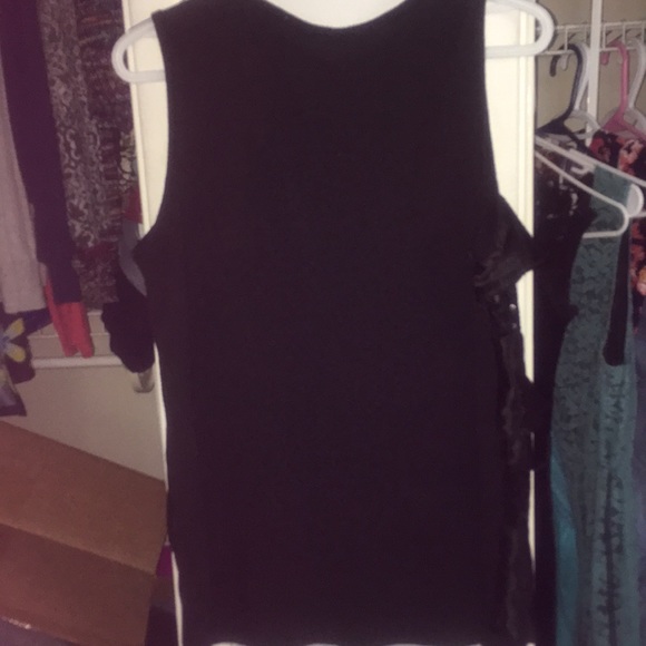 Black Sequin Ruffle Tank Top - Picture 3 of 3